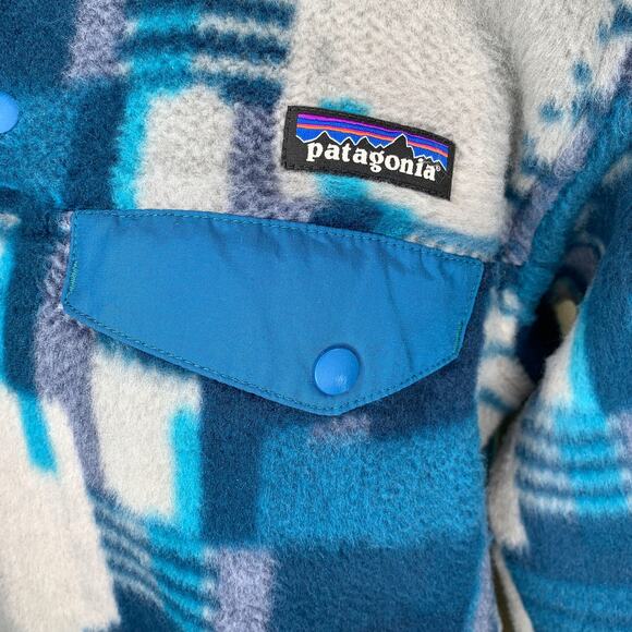 Rare Patagonia Stitchwork Underwater Blue Synchilla Snap-T Fleece Pullover - Picture 7 of 12